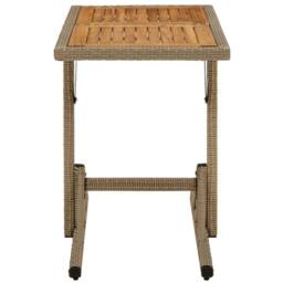 Berkfield Home Garden Table Beige Solid Wood Acacia & Poly Rattan