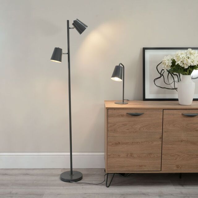ValueLights Bibi 2 Way Adjustable Multi-Directional Metal Floor Lamp in Charcoal - image 1