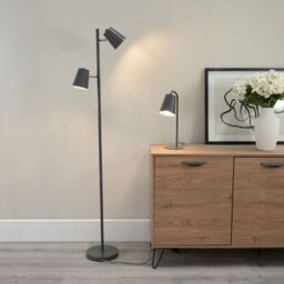 ValueLights Bibi 2 Way Adjustable Multi-Directional Metal Floor Lamp in Charcoal
