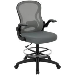 STILVORA Draughtsman Chair with Flip-up Armrests in Grey - thumbnail 5