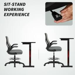 STILVORA Draughtsman Chair with Flip-up Armrests in Grey - thumbnail 7
