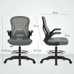 STILVORA Draughtsman Chair with Flip-up Armrests in Grey - thumbnail 3