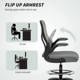 STILVORA Draughtsman Chair with Flip-up Armrests in Grey - thumbnail 9