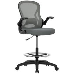 STILVORA Draughtsman Chair with Flip-up Armrests in Grey - thumbnail 4