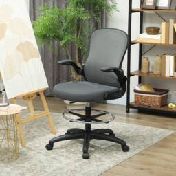 STILVORA Draughtsman Chair with Flip-up Armrests in Grey - thumbnail 2