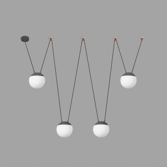 Netlighting Mine 4 Light Ceiling Pendant Wood Dark Grey E27 - image 1