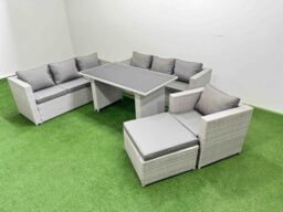 Fimous Patio Garden Furniture Sets with Big Stool Light Grey - thumbnail 2