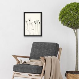 Artery8 Stylish Flower Illustration Line Drawing With Black Ink Artwork Framed Wall Art Print A4 - thumbnail 2