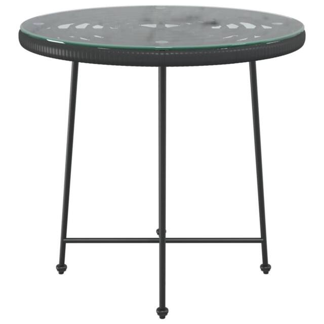 Berkfield Home Sturdy Dining Table Black Ã˜80 cm Tempered Glass & Steel - image 1