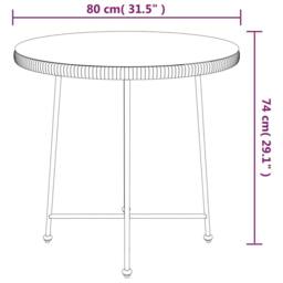 Berkfield Home Sturdy Dining Table Black Ã˜80 cm Tempered Glass & Steel - thumbnail 6