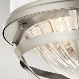 Netlighting Kichler Tollis Bowl Semi Flush Ceiling Light Brushed Nickel & White in Grey - thumbnail 3