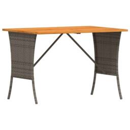 Berkfield Home Garden Table with Acacia Wood Top Grey 105x75x72 cm Poly Rattan - Size: 105 x 75 x 72 cm - thumbnail 7