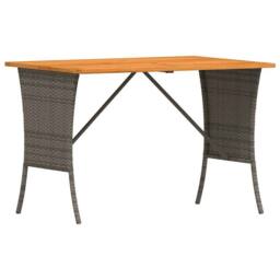 Berkfield Home Garden Table with Acacia Wood Top Grey 105x75x72 cm Poly Rattan - Size: 105 x 75 x 72 cm - thumbnail 3