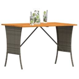 Berkfield Home Garden Table with Acacia Wood Top Grey 105x75x72 cm Poly Rattan - Size: 105 x 75 x 72 cm - thumbnail 4