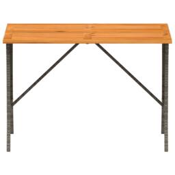 Berkfield Home Garden Table with Acacia Wood Top Grey 105x75x72 cm Poly Rattan - Size: 105 x 75 x 72 cm - thumbnail 5