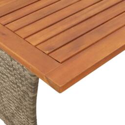 Berkfield Home Garden Table with Acacia Wood Top Grey 105x75x72 cm Poly Rattan - Size: 105 x 75 x 72 cm - thumbnail 9