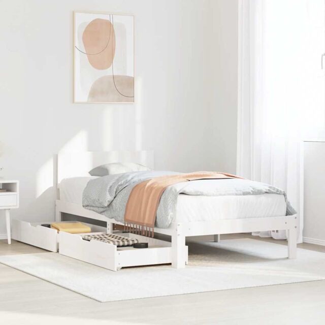 Berkfield Home Bed Frame with Drawers without Mattress White 90x190 cm Single - image 1