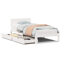 Berkfield Home Bed Frame with Drawers without Mattress White 90x190 cm Single - thumbnail 2