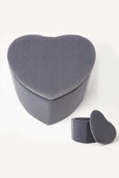 Homescapes Arundel Heart-Shaped Velvet Footstool with Storage in Grey - thumbnail 1