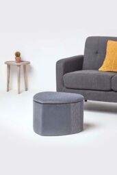 Homescapes Arundel Heart-Shaped Velvet Footstool with Storage in Grey - thumbnail 4