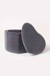 Homescapes Arundel Heart-Shaped Velvet Footstool with Storage in Grey - thumbnail 3