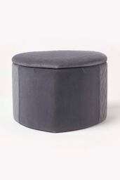 Homescapes Arundel Heart-Shaped Velvet Footstool with Storage in Grey - thumbnail 2