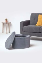Homescapes Arundel Heart-Shaped Velvet Footstool with Storage in Grey - thumbnail 5