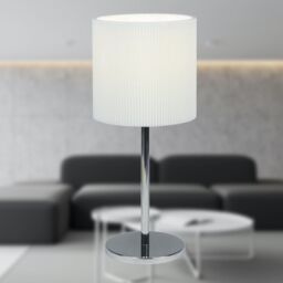 First Choice Lighting Set of 2 Chrome Touch Operated Table Lamps with White Pleat Shades in Silver - thumbnail 9