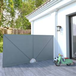 Berkfield Home Durable Collapsible Terrace Side Awning Grey 300x150 cm - thumbnail 2