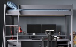 Noomi Tera Solid Wood Gaming High Sleeper Bed in Grey - Size: EU Single - thumbnail 2