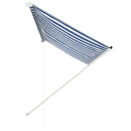 Berkfield Home Retractable Awning 250x150 cm Blue & White - thumbnail 3