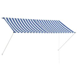Berkfield Home Retractable Awning 250x150 cm Blue & White - thumbnail 2