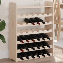 Berkfield Home Wine Rack with Top Board 67.5x25x87 cm Solid Wood Pine in Brown
