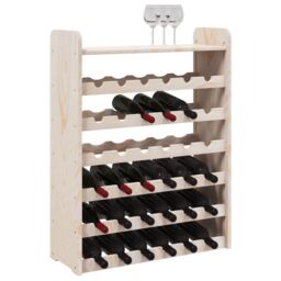 Berkfield Home Wine Rack with Top Board 67.5x25x87 cm Solid Wood Pine in Brown - thumbnail 4