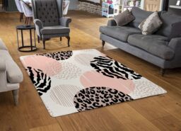 Benjamin Tate Design Abstract Geometrics With Animal Print & Circles Rug in Natural - Size: Large - thumbnail 2