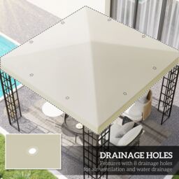 OUTSUNNY 3 x 3(m) Gazebo Canopy Replacement Cover, UPF30+, Cream White - thumbnail 4