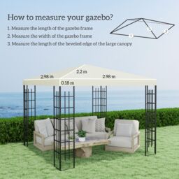 OUTSUNNY 3 x 3(m) Gazebo Canopy Replacement Cover, UPF30+, Cream White - thumbnail 3