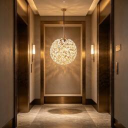 INMTFEI Gold Crystal Pendant Light K9 Glass Ball Hanging Lamp G9 Fixture - thumbnail 3