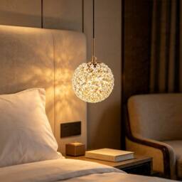 INMTFEI Gold Crystal Pendant Light K9 Glass Ball Hanging Lamp G9 Fixture - thumbnail 2