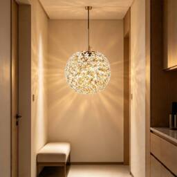 INMTFEI Gold Crystal Pendant Light K9 Glass Ball Hanging Lamp G9 Fixture - thumbnail 5