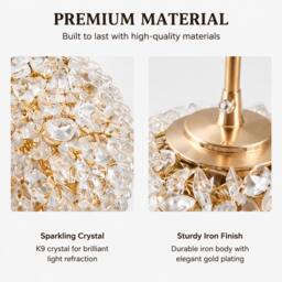 INMTFEI Gold Crystal Pendant Light K9 Glass Ball Hanging Lamp G9 Fixture - thumbnail 6