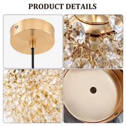 INMTFEI Gold Crystal Pendant Light K9 Glass Ball Hanging Lamp G9 Fixture - thumbnail 8