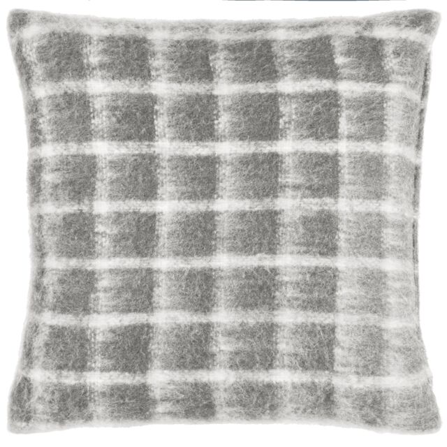 Yard Yarrow Check Faux-Mohair Cushion in Light Grey - Size: 45 cm x 45 cm - image 1