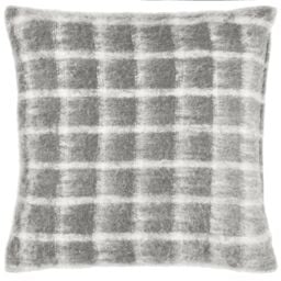 Yard Yarrow Check Faux-Mohair Cushion in Light Grey - Size: 45 cm x 45 cm - thumbnail 1