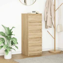 Berkfield Home Sideboard with Drawers Sonoma Oak 37.5x35x99 cm Engineered Wood in Light Brown - thumbnail 2