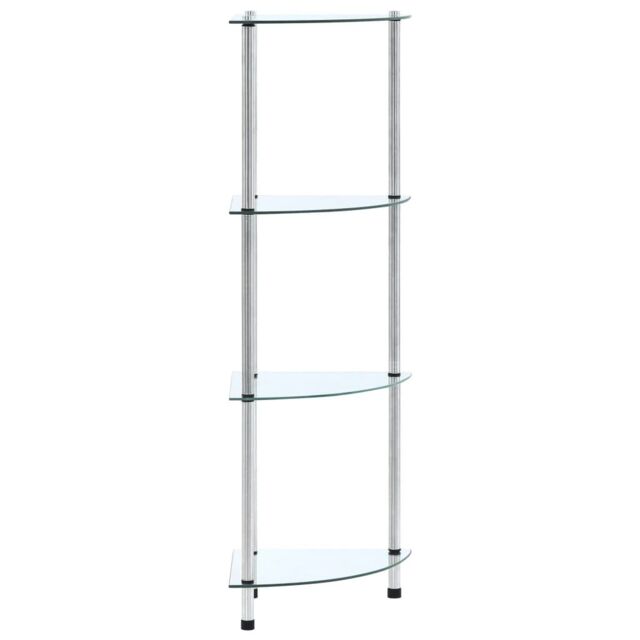 Berkfield Home 4-Tier Shelf Transparent 30x30x100 cm Tempered Glass in Clear - Size: 30 x 30 x 100 cm - image 1