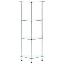 Berkfield Home 4-Tier Shelf Transparent 30x30x100 cm Tempered Glass in Clear - Size: 30 x 30 x 100 cm - thumbnail 2