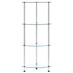 Berkfield Home 4-Tier Shelf Transparent 30x30x100 cm Tempered Glass in Clear - Size: 30 x 30 x 100 cm - thumbnail 3