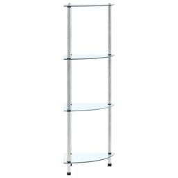 Berkfield Home 4-Tier Shelf Transparent 30x30x100 cm Tempered Glass in Clear - Size: 30 x 30 x 100 cm