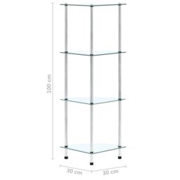 Berkfield Home 4-Tier Shelf Transparent 30x30x100 cm Tempered Glass in Clear - Size: 30 x 30 x 100 cm - thumbnail 6